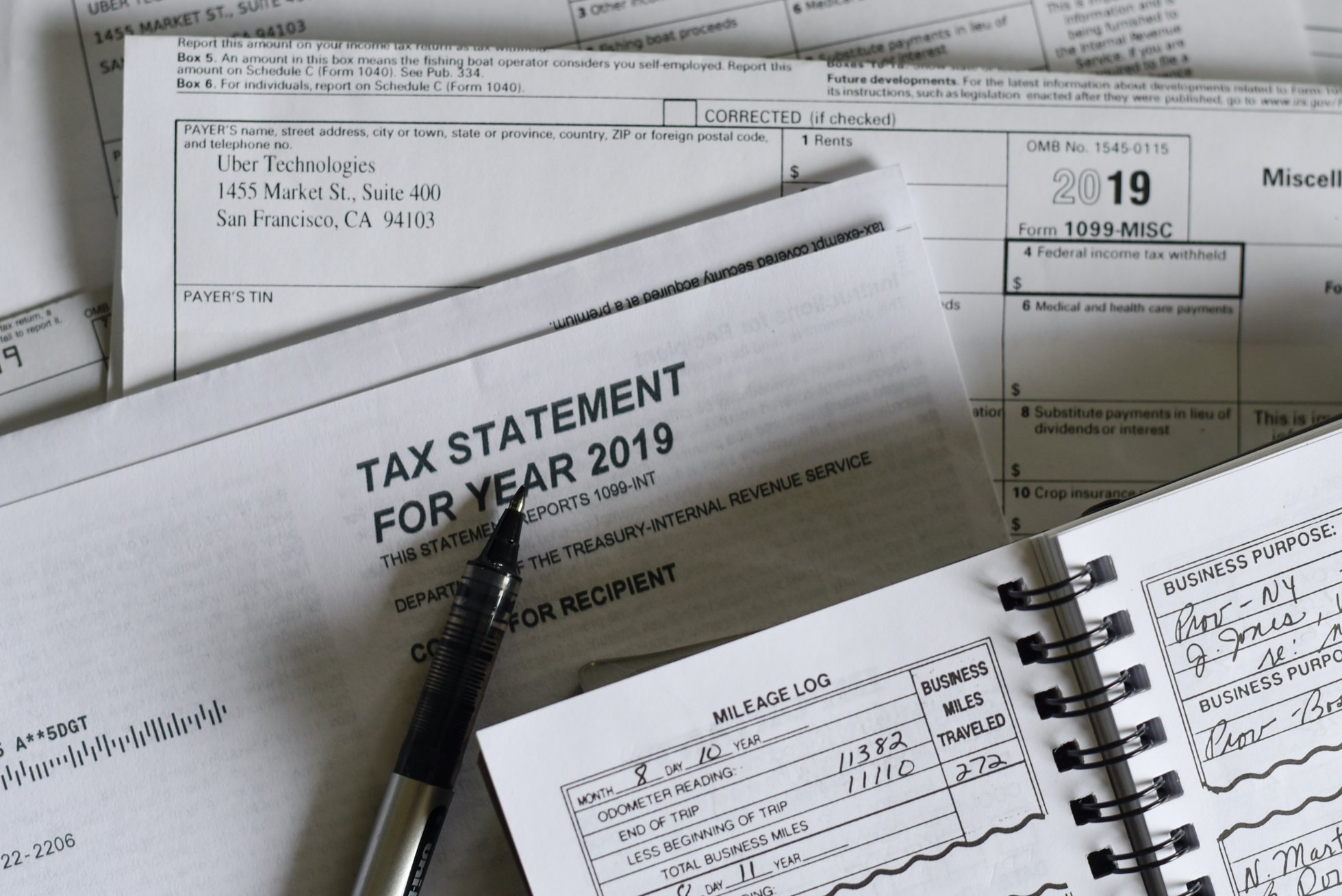 Tax form with standard mileage rate form